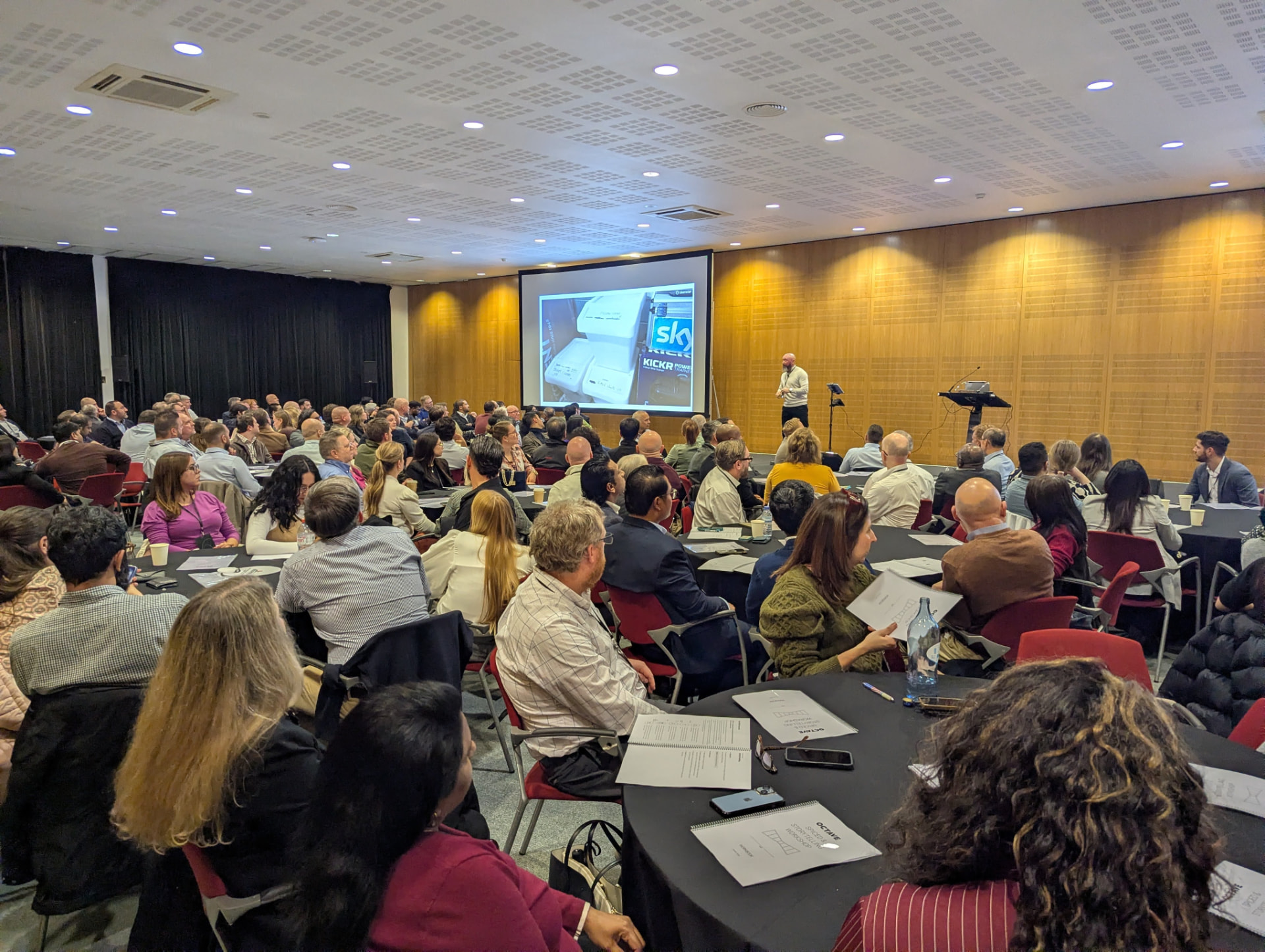 Delivering a sales workshop to a full room of sellers